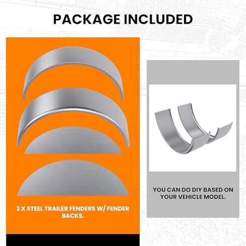 HECASA Single Axle Trailer Fenders W/Fender Backs Fits 14" to 16" Wheels - size: 2 Pcs