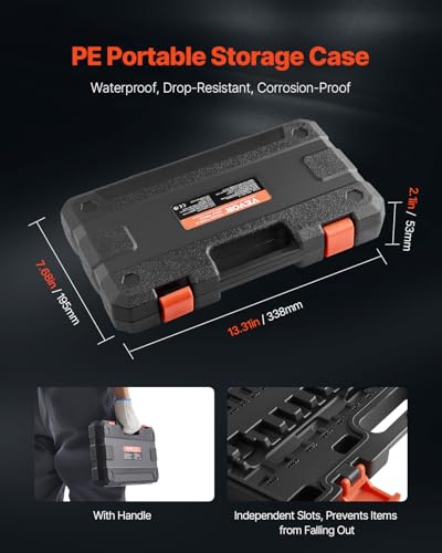VEVOR Torx Bit Socket Set, 34-Piece Solid Star and Tamper Proof T6-T70, S2 Alloy Steel and Cr-V Steel, 1/4 in, 3/8 in, and 1/2 in Drives, with Enhanced Storage Case, Torx Sockets for Hand Use - size: 33 PCS