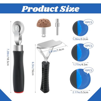 33Pcs Tire Repair Patch Tools Tire Patch Kit, Tires Patchs Roller Kit, Tires Repair Tool for Car Grinding, Repairs Buffing Wheel/Inner Liner Scraper/30PCS Tire Patches(32/45/ 55mm)