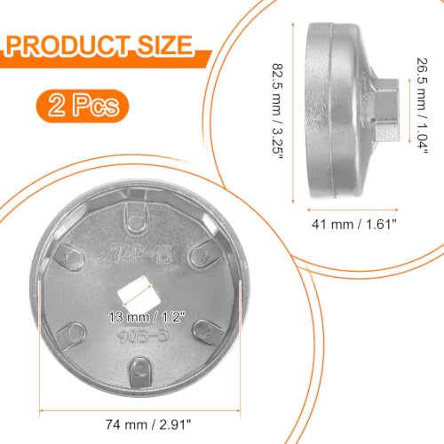 HARFINGTON 2pcs Oil Filter Cap 15 Flute 82.5x41x74mm (WxHxID) 1/2" Square - size: 15 Flute 82.5 x 41 x 74mm