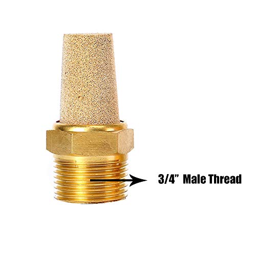 Quickun Air Pneumatic Mufflers, 3/4" Male Thread Sintered Bronze Exhaust Muffler Silencer (Pack of 2) - size: 3/4" Male (2Pcs)