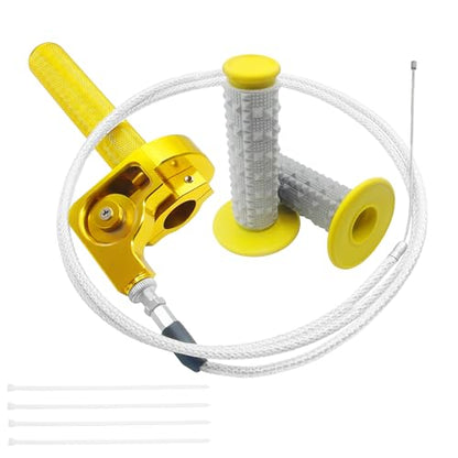 Motorcycle Throttle Assembly,7/8" Quick Twist Throttle Grips with Throttle Cable Aluminum Alloy Universal for CRF KLX SSR TTR 110 125 150 250cc Dirt Pit Bike ATV Mini Bike - color: Gold