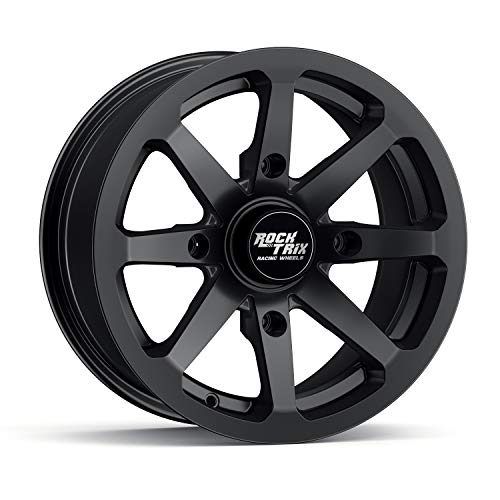 RockTrix RT102 15x7 ATV UTV Wheel 4x156 4+3 Offset, Matte Black, 4pc Set