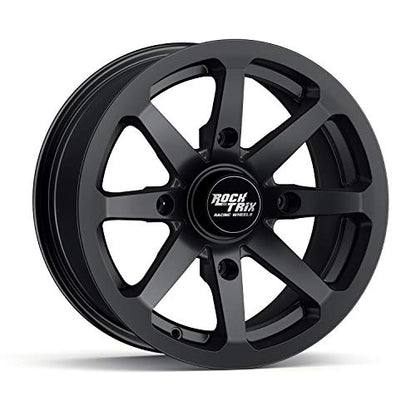 RockTrix RT102 15x7 ATV UTV Wheel 4x156 4+3 Offset, Matte Black, 4pc Set
