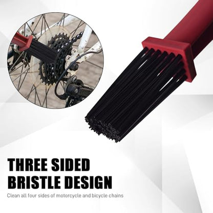 1PCS Bike or Motorcycle Chain Washer, Bicycle Cleaning Chain Double-Ended Brush, Black Durable Motor Chain Gears Cleaning Square Head Brushes, Universal Cleaning Tool (Red/1PCS) - color: Red/1PCS