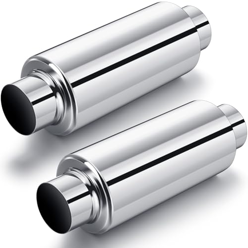 Relaxweex 2 Pcs 2.5" Inlet Exhaust Resonator, 2.5" Inlet 2.5" Outlet 11.5" Overall Length Muffler Resonator Stainless Steel(Silver) - color: Silver, size: 2.5" Inlet 11.5" Overall Length