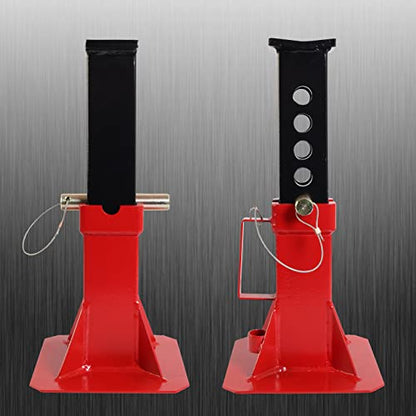Torin ATZ120005B Heavy Duty Pin Style Adjustable Height Automotive Jack Stands, 12 Ton (26,400 lb) Capacity, Red, 1 Pair - size: 12 Ton, style: Normal