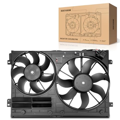 Torchbeam Engine Cooling Radiator Fan Assembly Compatible with Jetta, Passat, Golf, GTI, A3, A3 Quattro, Beetle, CC, Rabbit, Eos, TT, TT Quattro, R32 Electric Radiator Cooling Fan Kit 620-805 - size: Jetta, Passat, Golf, Tiguan, GTI, A3, A3 Quattro