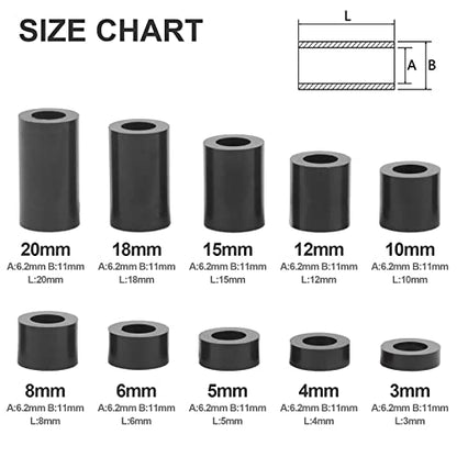 Exqutoo Black ABS Round Washers ID 6.2mm, OD 11mm - color: Black/6.2mm