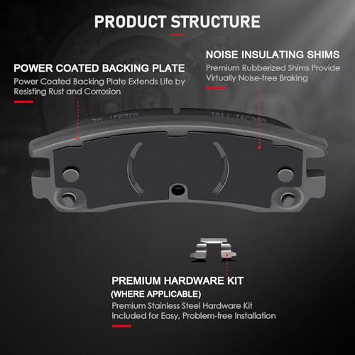 cciyu D698 Rear Ceramic Brake Pads Kits 4pcs - size: Rear[D698]