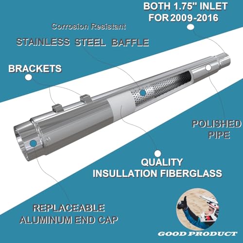SHARKROAD 4.4" Slip Ons Mufflers Megaphone Style - style: HDMF-MP9506CC, Chrome