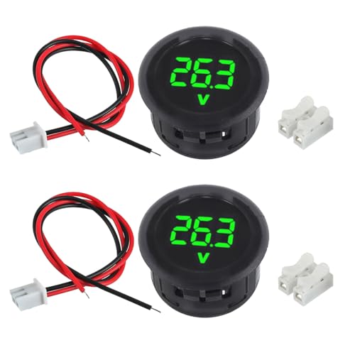2 Pieces DC 4V-100V Voltmeter Gauge (Green) - color: Green, size: Not Waterproof