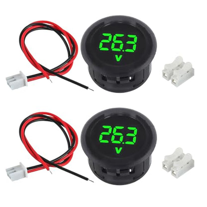2 Pieces DC 4V-100V Voltmeter Gauge (Green) - color: Green, size: Not Waterproof