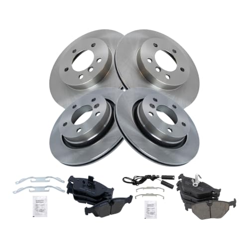 TRQ Front and Rear Brake Pad and Rotor Set Ceramic Vented Solid Rotors - style: BKA11214