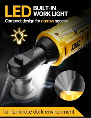 APEXPOWER 3/8 Inch Cordless Ratchet Wrench (Deep Black/Yellow) - color: Deep Black/Yellow