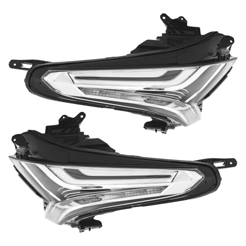 LED Headlight Assembly Left+Right Side for 2020-2023 Cadillac XT5, Complete All-LED System with DRL, Driver/Passenger Side Direct Replacement Headlamps Assy, Black Housing (OEM: 84849606/84849607)