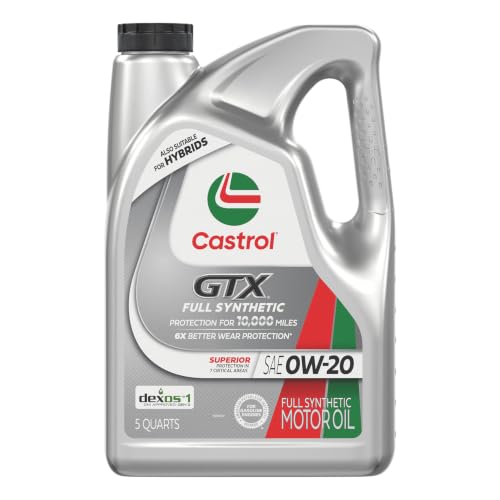 Castrol GTX Full Synthetic 0W-20 Motor Oil, 5 Quarts, Pack of 3 - size: 5 Quarts, Pack of 3