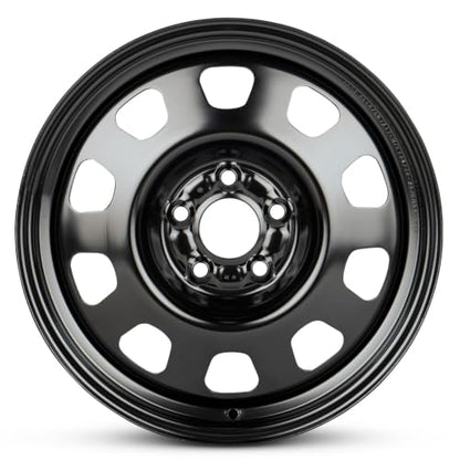 17x6.5 in Steel Wheel Rim 5 Lug 114.3mm 39mm Offset 67mm CB| Powder-Coated Black finish Fits 2007-2017 Mitsubishi Lancer | New OEM Replacement | 5105665AA
