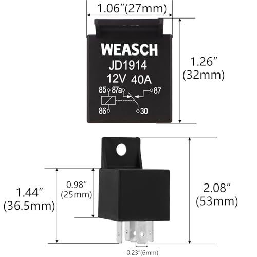 6 Pack JD1914 Car Relay, 12V 40A, 5 Pin SPDT, Automotive Switches and Starters, Waterproof Relay for Boat Tractor Truck Motorcycle (6)
