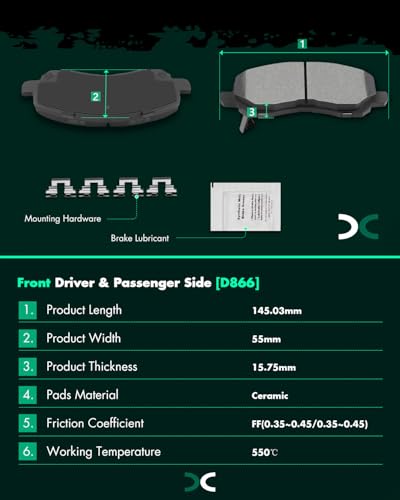 SCITOO 8pcs Ceramic Front Rear Disc Brake Pads Set fit For Jeep For Compass - size: Front D866 & Rear D1037