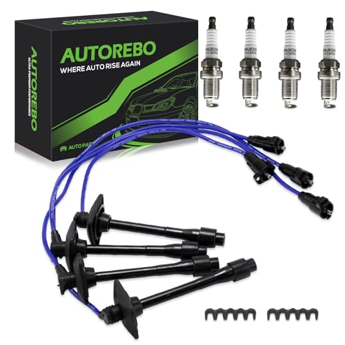Set of 4 PCS Ignition Spark Plug Wires 90919-22400 RC-TE58 8916 & 4 Iridium Spark Plugs Set Compatible with Toyota Camry Solara RAV4 - L4 2.0L/2.2L,1997 1998 1999 2000 2001# 0080-91110 90919-22386 - size: 8916