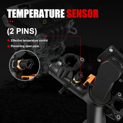Engine Coolant Thermostat Housing Assembly w/Sensor Compatible with Land Rover Range Rover Sport 2006-2009 LR3 2005-2009 4.4L,Replaces#4H238A504AC 4H238594AC LR005631 - size: 4H238A504AC