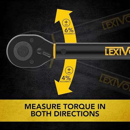 LEXIVON Torque Wrench, 1/2-Inch Drive, Dual Scale 30-210 FT-LB (40.7-284.7 N·m), Premium Rubber-Grip Handle, Deluxe Hybrid Case (LX-TW12) - size: 1/2"DR. 30–210 FT-LB