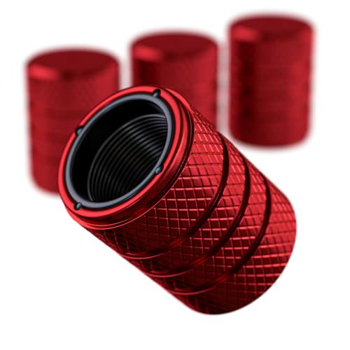 Aluminum Tire Valve Stem Caps – Anti-Rust, Premium Anodized Aluminum, Corrosion-Resistant, Easy Install, Universal Fit for Car, Truck, Bike, SUV – 1 Pack/Set of 4 (Ruby RED) - color: RUBY RED