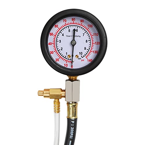 Yonligonju TU-114 Auto Fuel Pressure Gauge Tester Kit Gasoline Pressure MetersAutomobile Instrument Testing Tool (Red) - color: Red