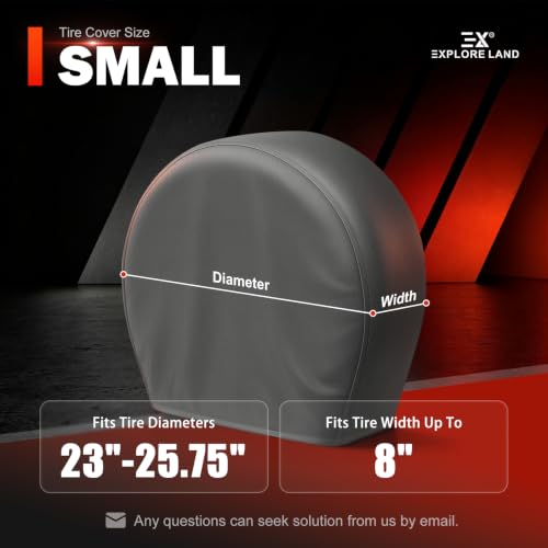 Explore Land Tire Covers 2 Pack Fit Tire Diameters 23-25.75 inch, Charcoal - size: S (Fits Tire Diameters 23''-25.75''), style: Charcoal - 2 Pack