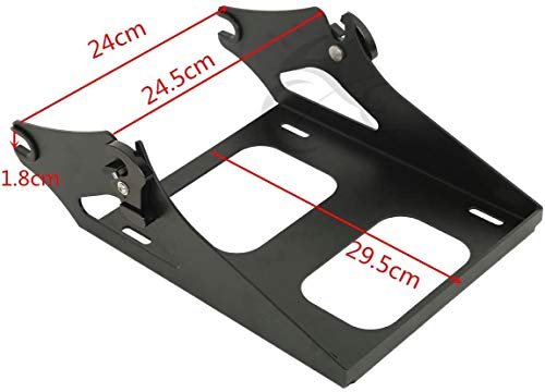 TCT-MOTORPARTS Matte Black Chopped Tour Luggage Trunk Backrest Pad & 2-UP Mounting Rack Fit for 2014-2025 Harley Touring Road King Street Road Electra Glide Special - color: Matte Black Chopped Trunk+Black Rack #1