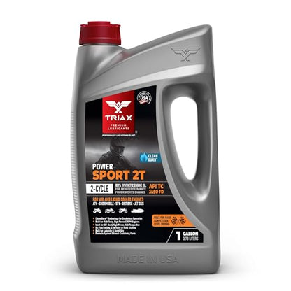 TRIAX Power Sport 2T Full Synthetic, All Season, 2 Cycle Engine Oil | For Powersports Premix & Direct Injector Engines in ATVs, UTVs, Snowmobiles, Wave Runners, JetSkis & Dirt Bikes (1 Gallon) - size: 1 Gallon