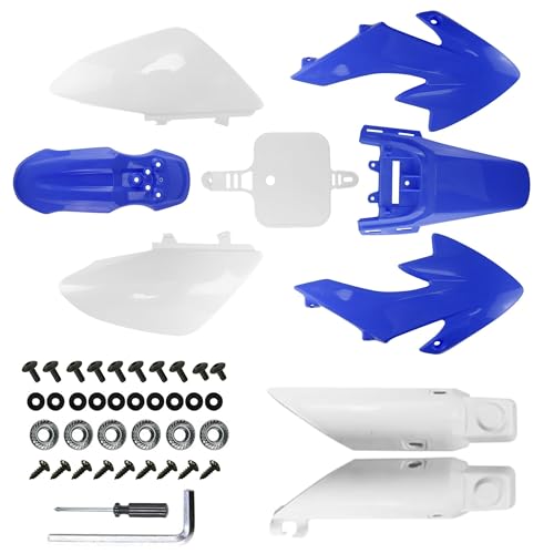 PRO BAT 7 PCs CRF50 Plastic Fender Kit with Fork Suspension Guard Cover - color: White, Blue