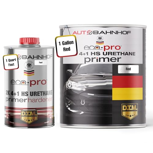 Eco Pro 2K 4:1 HS Urethane Primer Red & Fast Hardener Kit – High Build, Rapid Curing, Auto Body & Industrial Refinishing – 1 Gallon Primer + 1 Quart Hardener - color: Eco-Pro-2K-4-1-Red-Fast-Kit