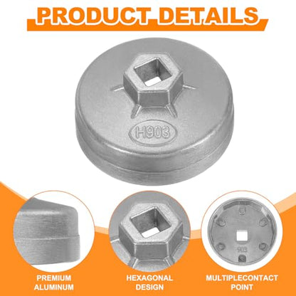 HARFINGTON 2pcs Oil Filter Cap 14 Flute 82.5x41x74mm (WxHxID) 1/2" Square - size: 14 Flute 82.5 x 41 x 74mm