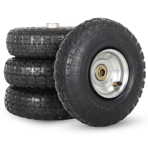 GICOOL 10" 4.10/3.50-4 Pneumatic Tire and Wheel for Hand Truck Dolly 4 Pack - size: 4 Pack