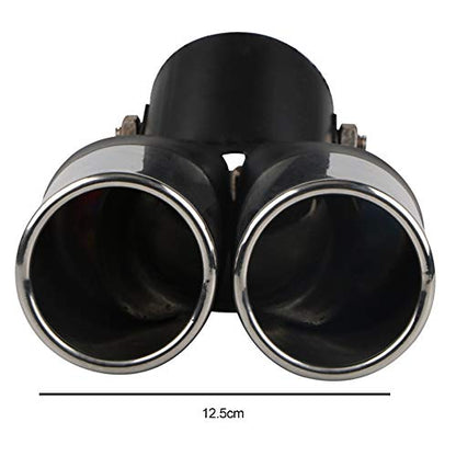 Stainless Steel Curved Type Double Tube Universal Car Vehicle Exhaust Muffler Steel Tail Pipe Fit Pipes Diameter 1.5" to 2.1"
