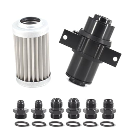 10 MICRON Inline Fuel Filter with 6AN 8AN 10AN Adapter&Bracket Clamp 50MM Universal Mount Bracket