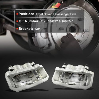 cciyu Front Left & Right Disc Brake Calipers Assembly 18B4747 18B4746 - size: Front[18B4747+18B4746]