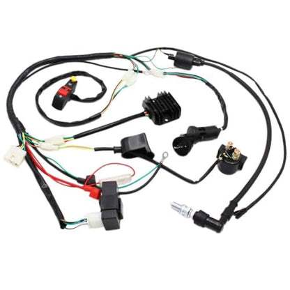 PRO BAT Complete Electrics Wiring Harness Kit D8EA Spark Plug CDI Ignition - color: White Spark Plug & Black Performance Coil