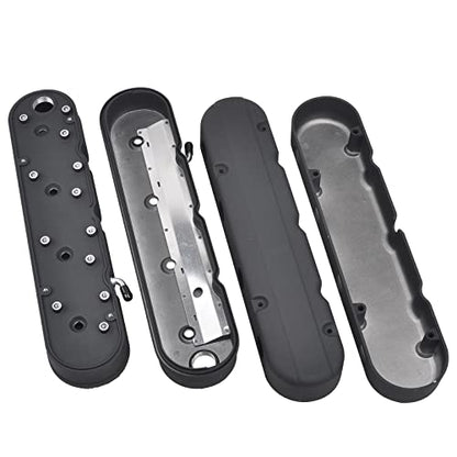 Cast Aluminum Valve Covers with Coil Mounts - color: Black, size: GM LS 293 325 376