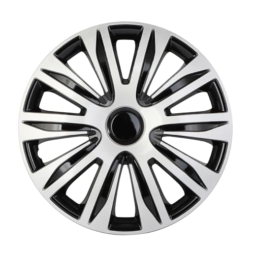 SCITOO Fit 17 Inch Hubcaps 4X Black & Silver Wheel Cover Universal-Fit