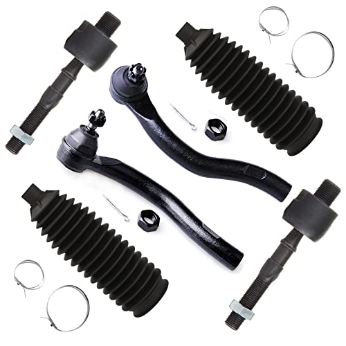 SCITOO 6-Pc Set Suspension Kit For Acura Tsx For Honda For Accord Front Inner Tie Rod End Front Left Outer Tie Rod End Front Outer Tie Rod End Front Steering Rack Boot - color: Tie Rod+Boot, size: For Honda Accord|Acura TSX