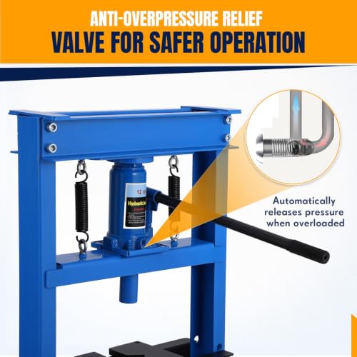 12T Hydraulic Press, Heavy-Duty h-Frame Garage Floor Hydraulic Shop Press - color: Blue