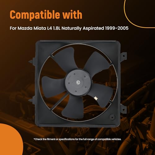 maXpeedingrods Radiator Cooling Fan Assembly for Mazda Miata L4 1.8L 1999-2005, BP4W15025 BP4W15140 - size: BP4W15025