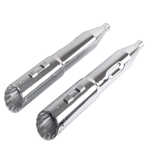 SHARKROAD 5.0'' Mufflers for Harley Davidson Touring, Chrome - style: HDMF-509515CC, Chrome Body+Chrome Tip