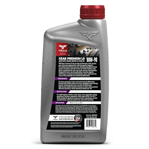 TRIAX Gear Premium LS 80W-90, GL-5 Limited Slip Ready, Manual Transmissions, Hypoid Gear Systems, Differentials, NATO Military Approved, Widest OEM Specification Range (1 Quart) - size: 1 Quart