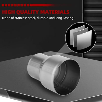 A-KARCK Exhaust Adapter Connector 2.25" ID to 3" ID, Exhaust Pipe Reducer 4" Overall Length 304 Stainless Steel - size: 2.25" ID to 3" ID