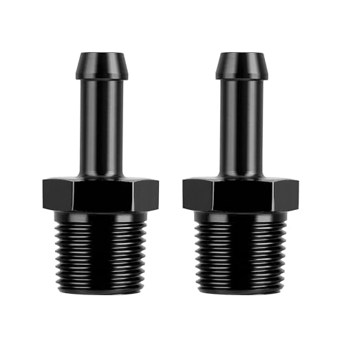 EVIL ENERGY 3/8" NPT Male to 5/16" Barb Fitting Adapter Straight Aluminum Black 2PCS - size: 3/8 NPT to 5/16 Barb