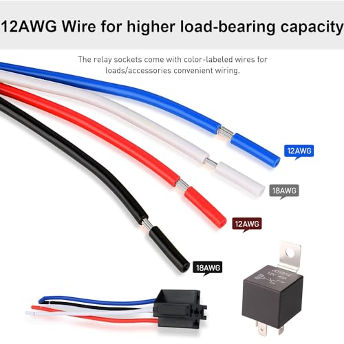 Gebildet 2pcs JD2912 Car Relay Harness 24V 40A 4 Pin SPST 12AWG Harness Sockets with Built-in Diode for Automotive Truck Van Motorcycle Boat - style: 24V-4pin